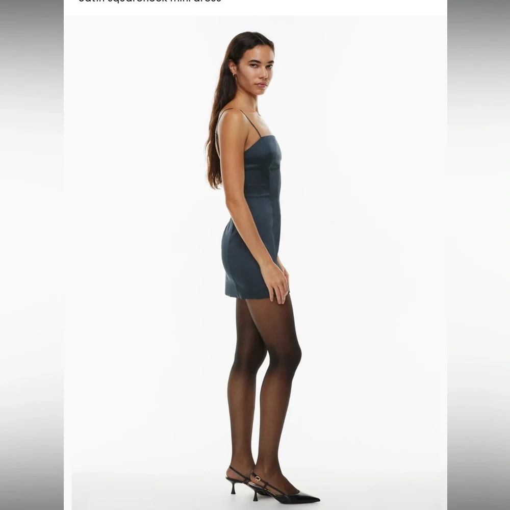 Aritzia Satin Dress Navy - Picture 8 of 10
